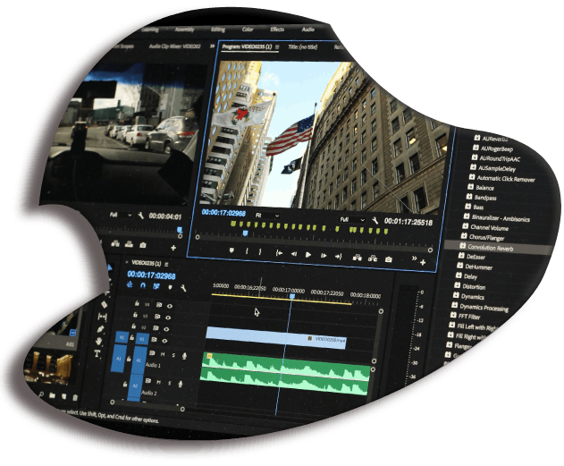 Creative team editing video